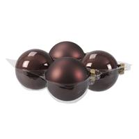 Bellatio 4x Stuks Glazen Kerstballen Donkerbruin (Chestnut) 10 Cm Mat/glans - Kerstbal