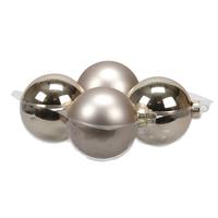 Bellatio 4x Stuks Glazen Kerstballen Licht Champagne (Autumn Blonde) 10 Cm Mat/glans - Kerstbal