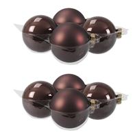 Bellatio 8x Stuks Glazen Kerstballen Donkerbruin (Chestnut) 10 Cm Mat/glans - Kerstbal