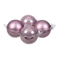 Bellatio 4x Stuks Glazen Kerstballen Salie Paars 10 Cm Mat/glans - Kerstbal