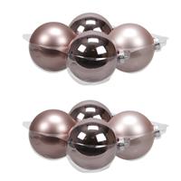 Bellatio 8x Stuks Glazen Kerstballen Oudroze (Smokey Rose) 10 Cm Mat/glans - Kerstbal