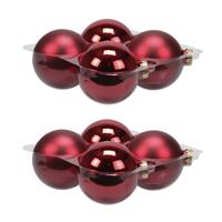 Bellatio 8x Stuks Glazen Kerstballen Rood 10 Cm Mat/glans - Kerstbal