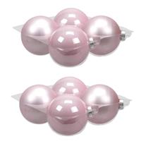 Bellatio 8x Stuks Glazen Kerstballen Roze (Powder) 10 Cm Mat/glans - Kerstbal