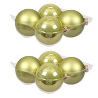 Bellatio 8x Stuks Glazen Kerstballen Salie Groen (Oasis) 10 Cm Mat/glans - Kerstbal