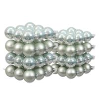 Bellatio 72x Stuks Glazen Kerstballen Mintgroen (Oyster Grey) 4 En 6 Cm Mat/glans - Kerstbal