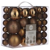 Mica Decorations Kerstballenpakket 46x Licht Koperen Kunststof Kerstballen Mix - Kerstboomversiering/boomversiering/kerstversiering