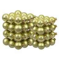 Bellatio 72x Stuks Glazen Kerstballen Salie Groen (Oasis) 4 En 6 Cm Mat/glans - Kerstbal