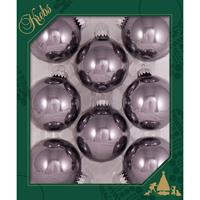 Bellatio 8x Stuks Glazen Kerstballen 7 Cm Ijzerts Grijs/paars Glans - Kerstbal