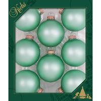 Bellatio 8x Stuks Glazen Kerstballen 7 Cm Mermaid Velvet Groen Mat - Kerstbal