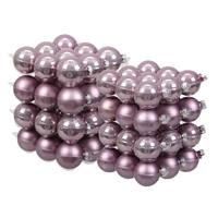 Bellatio 72x Stuks Glazen Kerstballen Salie Paars (Lilac Sage) 4 En 6 Cm Mat/glans - Kerstbal