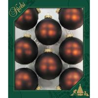 Bellatio 8x Stuks Glazen Kerstballen 7 Cm Mustang Velvet Bruin Mat - Kerstbal