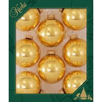 Bellatio 8x Stuks Glazen Kerstballen 7 Cm Topaas Goud - Kerstbal