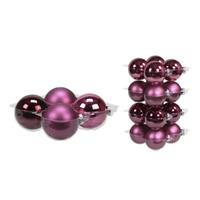 Bellatio 20x Stuks Glazen Kerstballen Cherry Roze (Heather) 8 En 10 Cm Mat/glans - Kerstbal