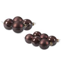 Bellatio 20x Stuks Glazen Kerstballen Donkerbruin (Chestnut) 8 En 10 Cm Mat/glans - Kerstbal