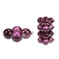 Bellatio 20x Stuks Glazen Kerstballen Cherry Roze (Heather) 8 En 10 Cm Mat/glans - Kerstbal