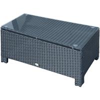 Outsunny Bijzettafel voor in de tuin, salontafel, tuintafel, balkontafel, poly-rotan, zwart, 85 x 50 B x 39 H cm