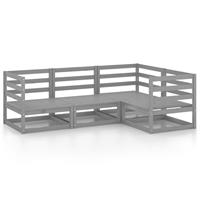 VIDAXL 4-tlg. Garten-Lounge-Set Grau Kiefer Massivholz