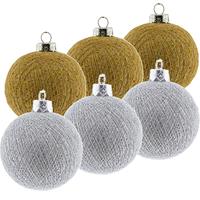 6x Gouden En Zilveren Kerstballen 6,5 Cm Cotton Balls Kerstboomversiering - Kerstbal