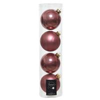Decoris 4x Oud Roze Glazen Kerstballen 10 Cm at/matte - Kerstboomversiering Oud Roze