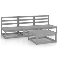 VIDAXL 4-tlg. Garten-Lounge-Set Grau Kiefer Massivholz