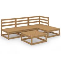 5-tlg. Garten-Lounge-Set Honigbraun Massivholz Kiefer