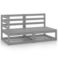 VIDAXL 2-tlg. Garten-Lounge-Set Grau Kiefer Massivholz