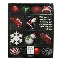 Decoris Kerstballen Mixdoos 25 St. - Rood/groen/wit