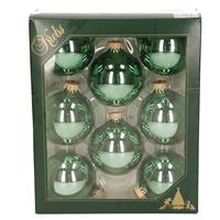 Bellatio 24x Jade Groene Glazen Kerstballen Glans 7 Cm Kerstboomversiering - Kerstbal