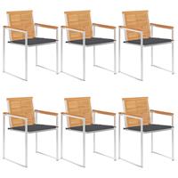 vidaxl Tuinstoelen 6 st met kussens massief teakhout