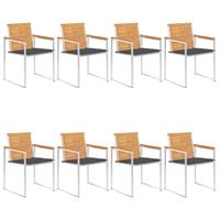 vidaxl Tuinstoelen 8 st met kussens massief teakhout