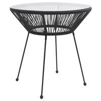 VidaXL Garten-Esstisch Schwarz Ø70x74 cm Rattan und Glas 