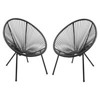 Garden Pleasure Relax Sessel DALIDA 2er Set schwarz - ausgefallenes und modernes Design - 