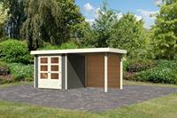 Woodfeeling | Tuinhuis Askola 2 met Overkapping 2,4 en Achterwand | Terragrijs