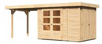 Karibu Gartenhaus RETOLA 2 SET MIT ANBAUSCHRANK 19 mm 213 x 217 m Mit Schleppdach 280 m Naturbelassen