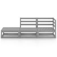 vidaXL 3-tlg. Garten-Lounge-Set Grau Kiefer Massivholz 