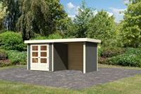 Woodfeeling | Tuinhuis Askola 2 met Overkapping 2,4, Zij- en Achterwand | Terragrijs