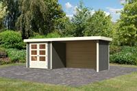 Woodfeeling | Tuinhuis Askola 2 met Overkapping 2,8, Zij- en Achterwand | Terragrijs