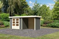 Woodfeeling | Tuinhuis Askola 3 met Overkapping 2,4, Zij- en Achterwand | Terragrijs