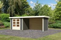 Woodfeeling | Tuinhuis Askola 3 met Overkapping 2,8, Zij- en Achterwand | Terragrijs