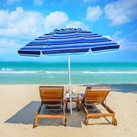 costway 220cm Strandparaplu UPF50 + Draagbare Parasol Parasolparaplu Strand Zonnescherm