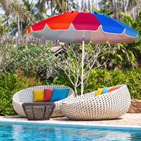 Costway 243cm Strand-Sonnenschirm Outdoor-Sonnenschirm Strandschirm Alu neigbar Terrassenschirm