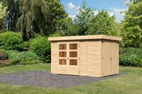 Karibu Gartenhaus RETOLA 3 SET MIT ANBAUSCHRANK 19 mm 242 x 217 m Ohne Schleppdach