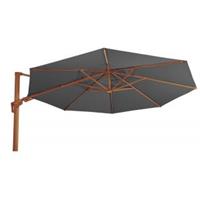 Express VirgoFlex Zweefparasol houtlook grijs 350 cm ronde parasol