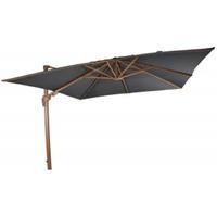 Express VirgoFlex Zweefparasol houtlook grijs 300x300 cm vierkante parasol