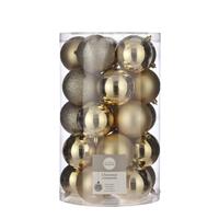 Mica Decorations Onbreekbare Kunststof Kerstballen Goud Pakket 25-delig - Gouden Kerstballen 8 Cm - Kerstboomversiering