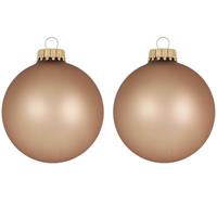 Bellatio 24x Stuks Glazen Kerstballen 7 Cm Cappuccino Velvet Bruin Mat - Kerstbal