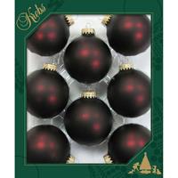 Bellatio 24x Stuks Glazen Kerstballen 7 Cm Chocolade Bruin/rood - Kerstbal