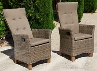 MERXX Tuinstoel Toscane set van 2, polyrotan/acacia, incl. zitkussen (set, 2 stuks)