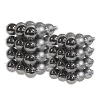 Bellatio 72x Stuks Glazen Kerstballen Titanium Grijs 4 En 6 Cm Mat/glans - Kerstbal