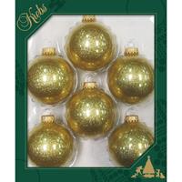 Bellatio 16x Stuks Glazen Kerstballen 7 Cm Sparkle Glitter Goud - Kerstbal